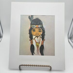 Vintage Gerda Christoffersen NATIVE AMERICAN Boy Screen Print